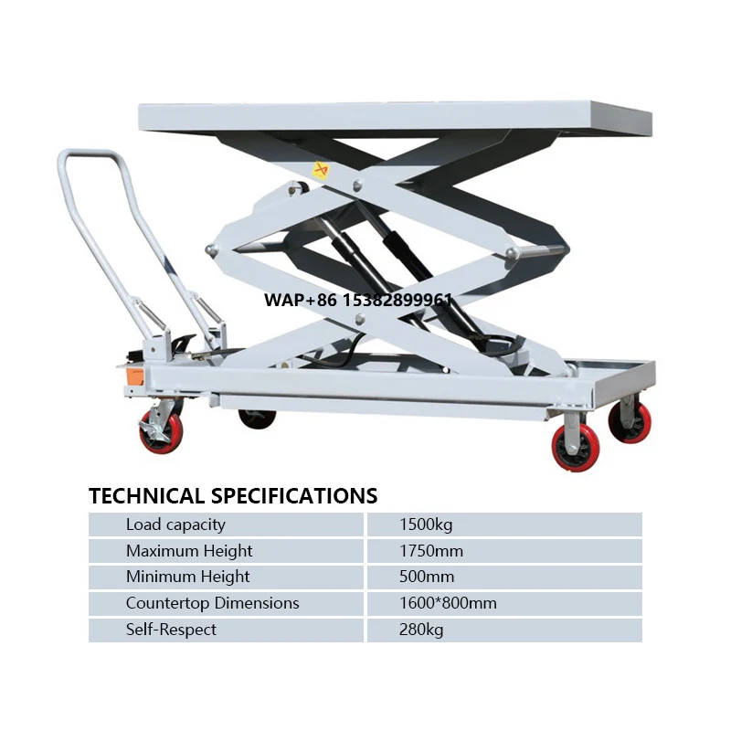 

Transmission Engine Lifting Car Battery Pack Disassembly Assembly Hydraulic Scissor Lift 1000KG Capacity 1500mm Lifting Height