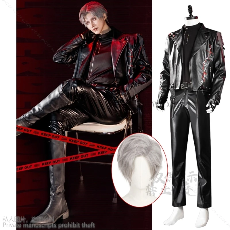 Anime Game Love And Deepspace Leather Sylus Cosplay Costume Cos Qinche Sylus Wig Sexy Uniform Women Men Hallowen Play Daddy Suit