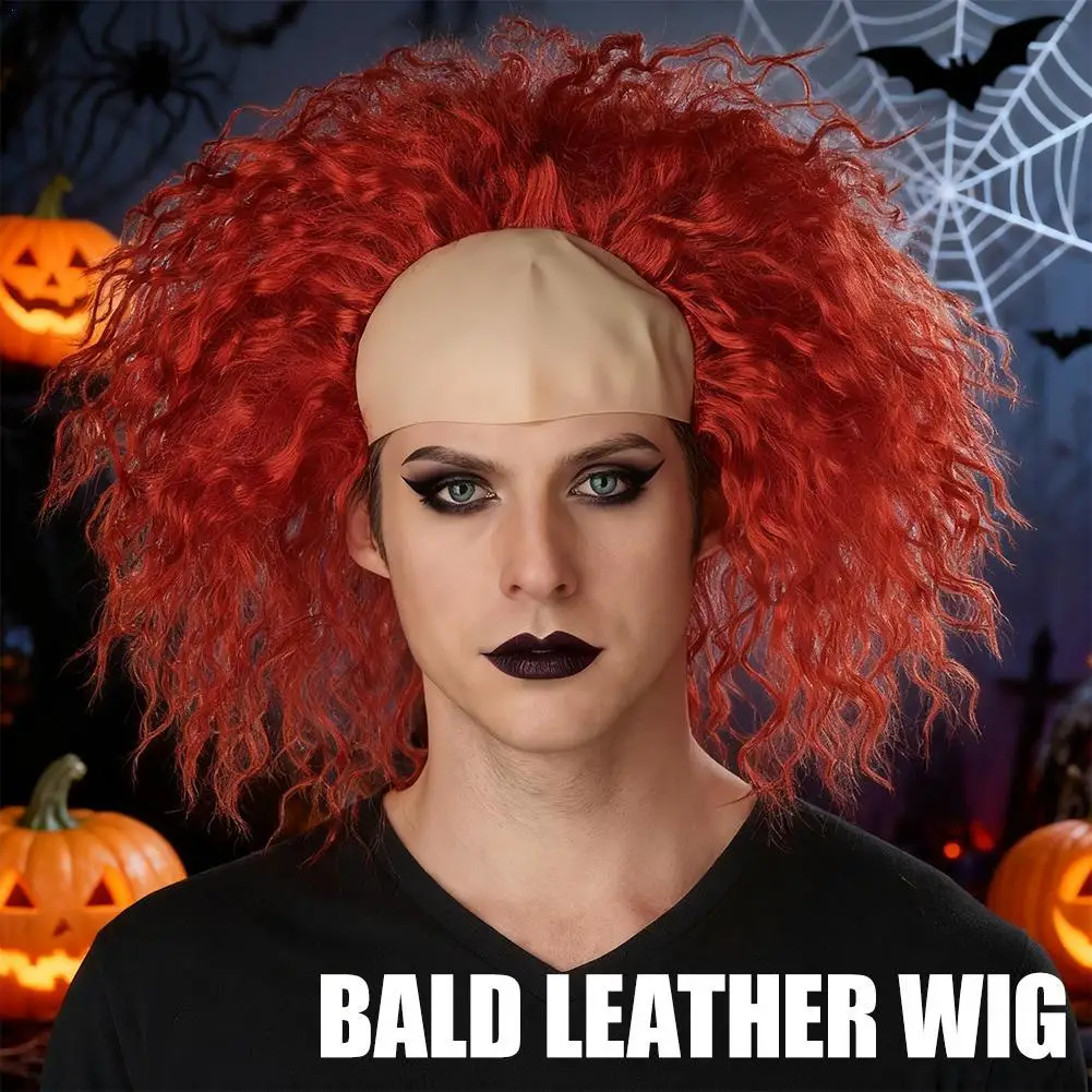 

Bald Leather Wig Fluffy Receding Hairline Wig Costumes Creepy Clown Wig Standard Wavy Wig Halloween Costumes Accessories