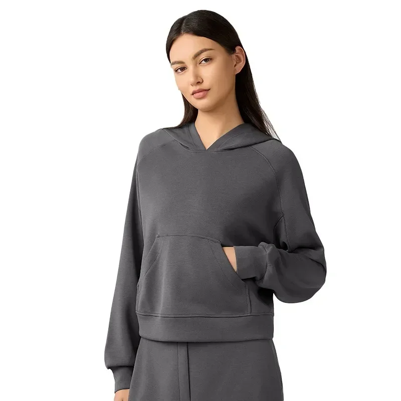 

Lemon Autumn and Winter New Women's Casual All-match Hooded Sweat Loose Slimming Fitness Sports Yoga Top