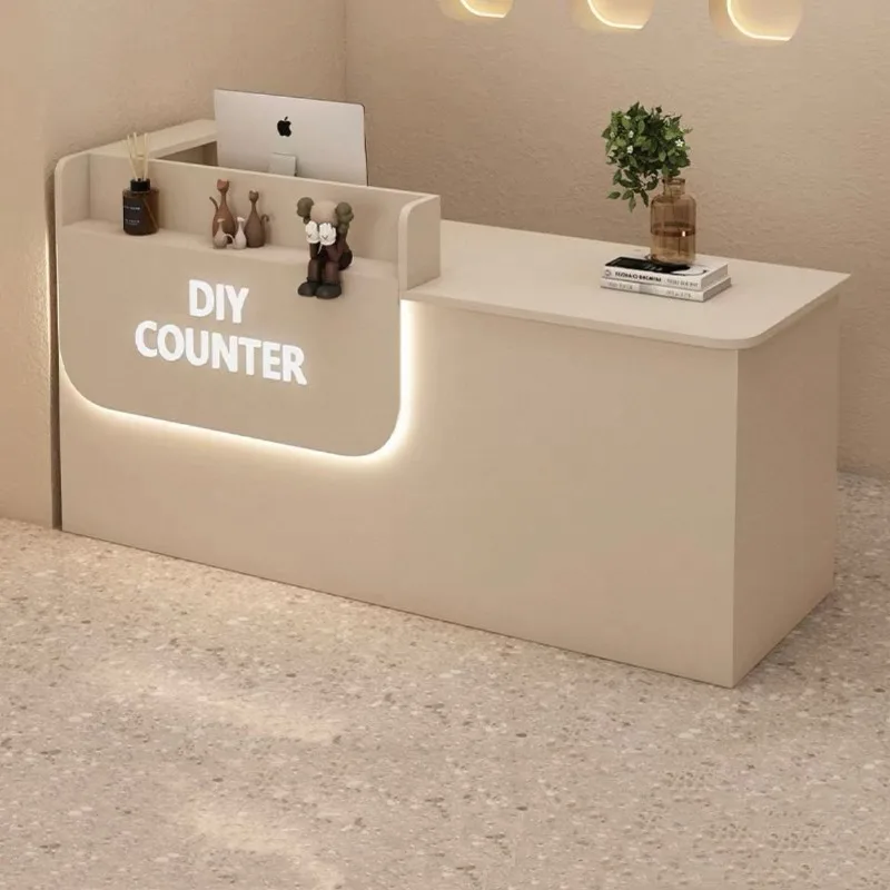 

Dental Clinic Reception Desks Luxury Modern Led Cashier Front Reception Desks Beauty Salon Biurko Do Recepcji Furniture Office