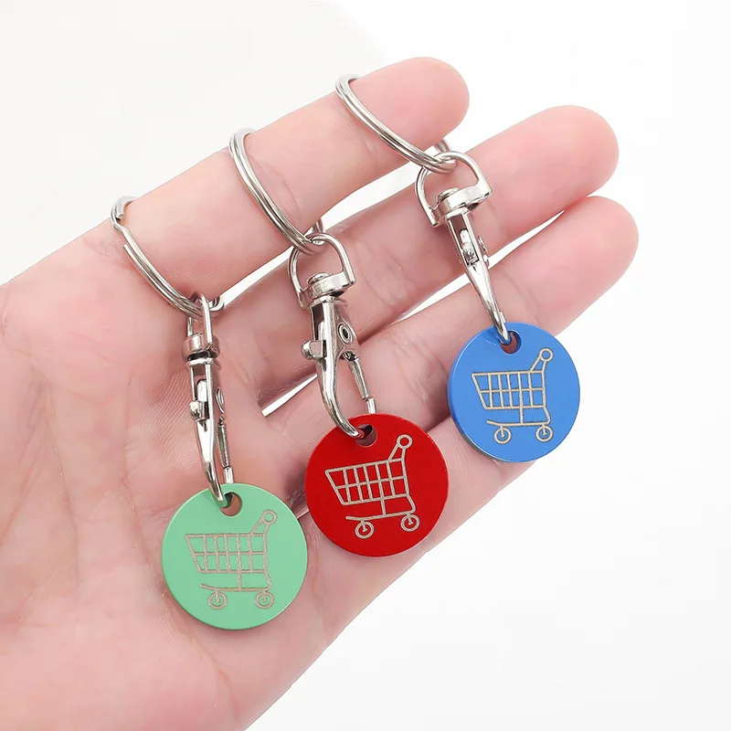 Einkaufswagen-Entferner Schlüsselanhänger Metallchip mit Karabinerhaken Tragbarer Supermarkt-Anhänger für Herren Auto-Schlüsselanhänger – Detail 3