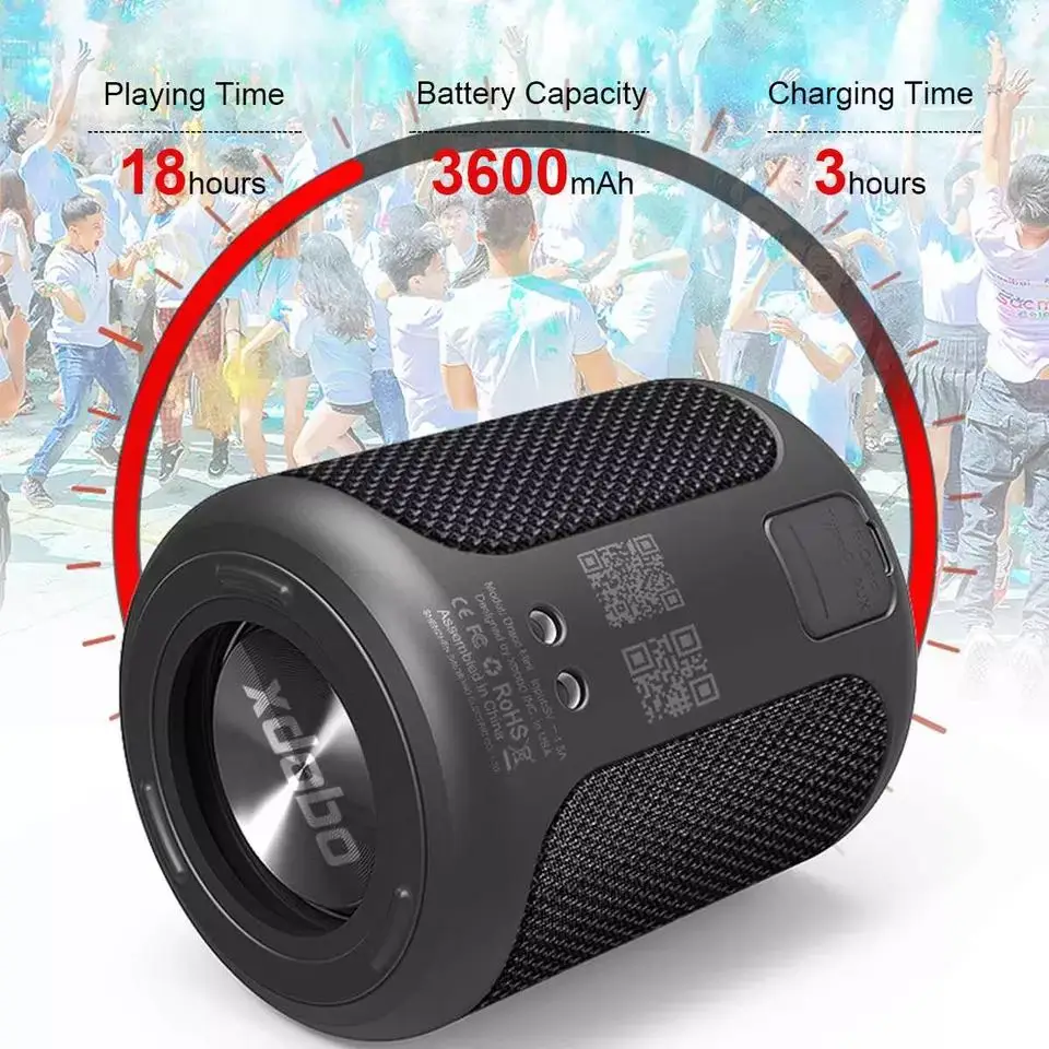

Портативный беспроводной Bluetooth динамик XDOBO 15 Вт TWS стерео мини - колонка наружная водонепроницаемая пушка IPX6 3600 мАч динамик TF AUX