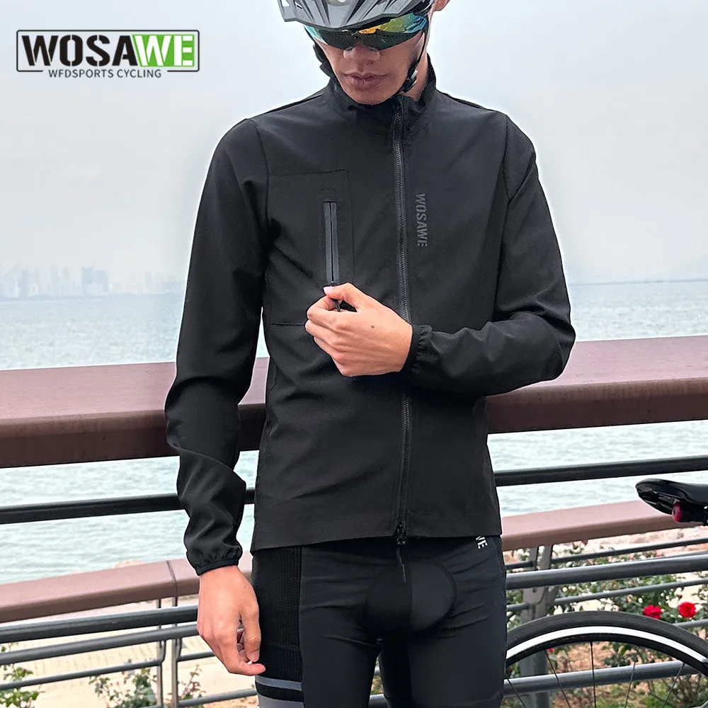 WOSAWE New 3 Season New Lightweight Windproof Cycling Jacket bicycle Wind Jacket Stretch Fabric With 2 Big Back Pocket