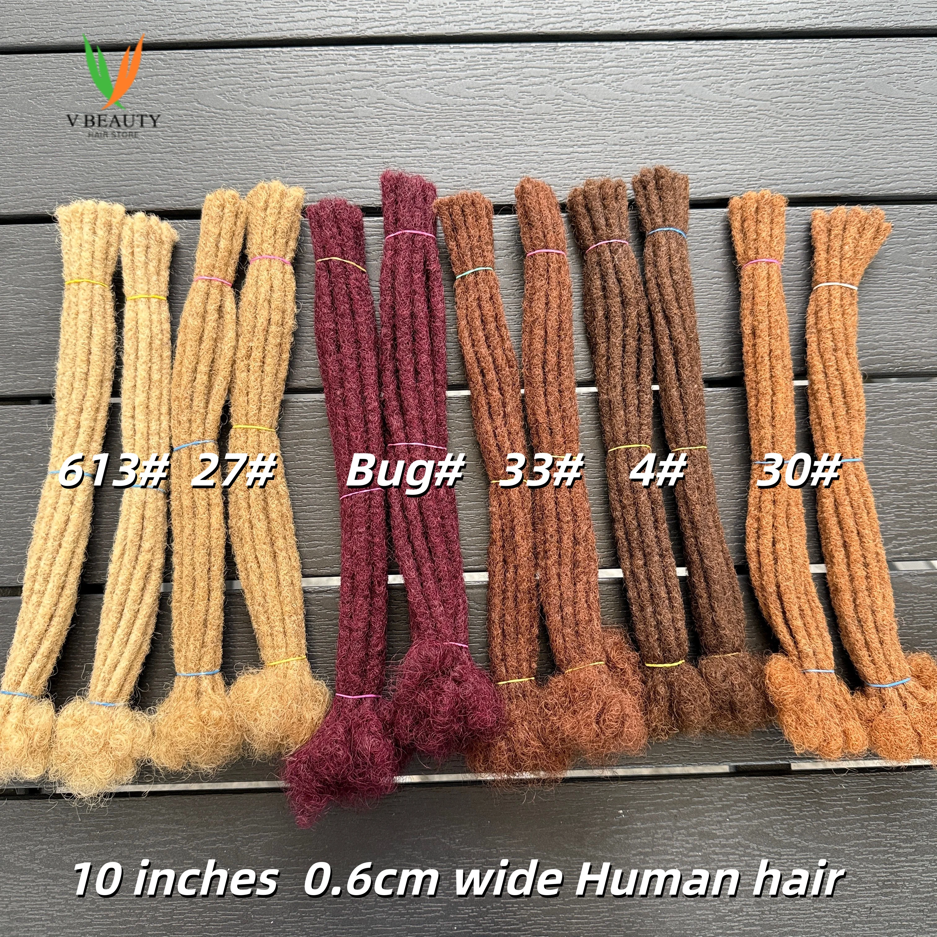 

Искусственные локи ручной работы, дреды из натуральных волос, удлинители для волос Remy, для женщин/мужчин, 10 прядей/шт, 10 дюймов, ширина 0,6 см