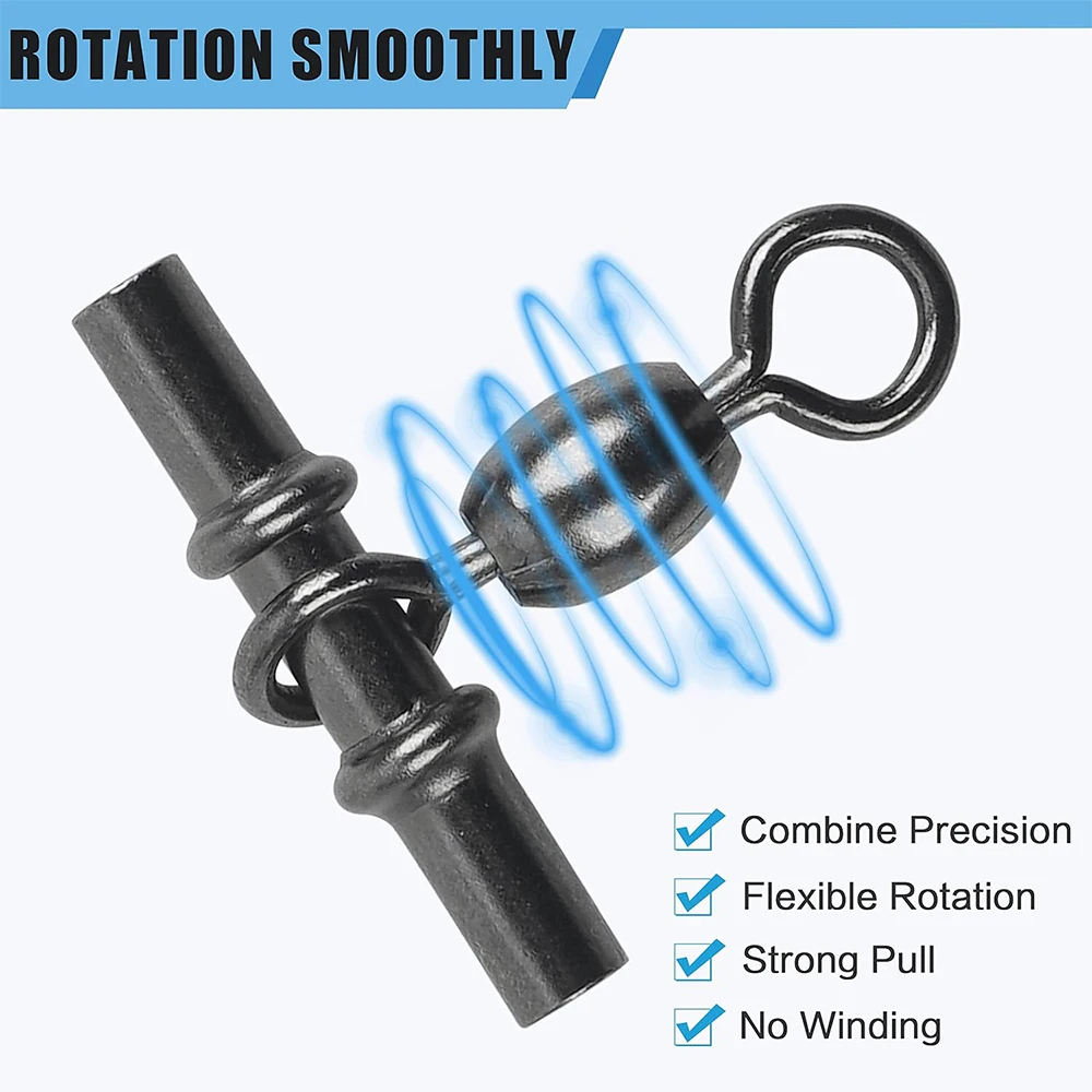 40Pcs Cross Line Crane Swivels Heavy Duty Brass T-Shape Three 3 Way Swivel Fishing Tackle Crimp Sleeve Fishing Swivels Connector