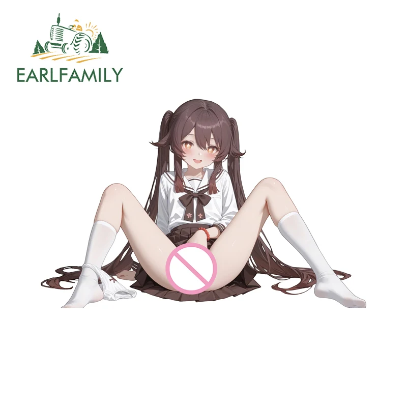 EARLFAMILY Hutao 그래피티 스티커 핫 애니메이션 테마 앞유리 범퍼 데칼 DIY 간단하고 실용적인 방수 트롤리 액세서리