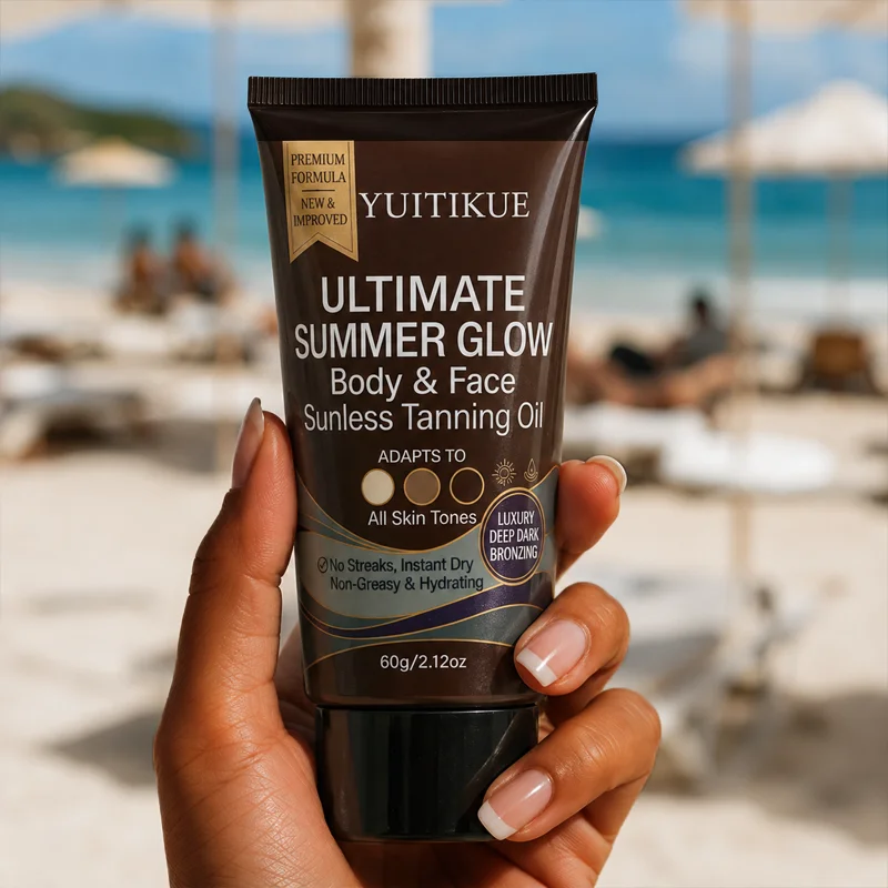 YUITIKUE 60g Sunless Tanning Oil, Ultimate Summer Glow for Body & Face, All Skin Tones, Instant Dry, Non-Greasy & Hydrating