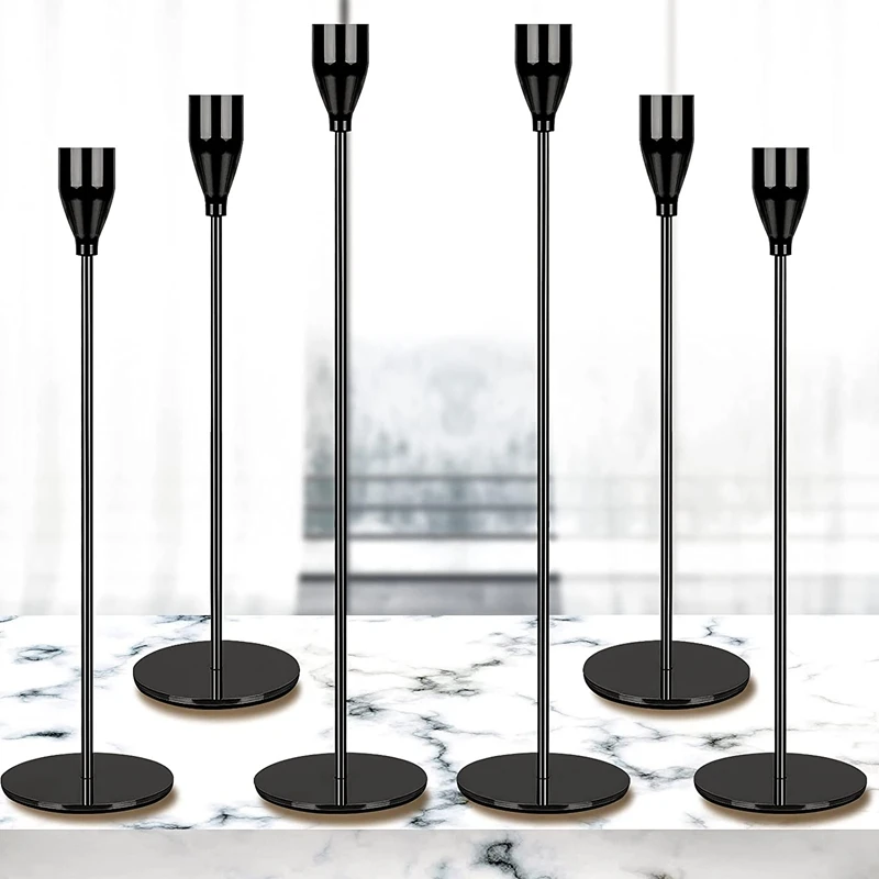 Candlestick Holders 6 Pcs Set, 3 Sizes Of Taper Candle Holders For Wedding, Banquet, Anniversary, Party Decoration