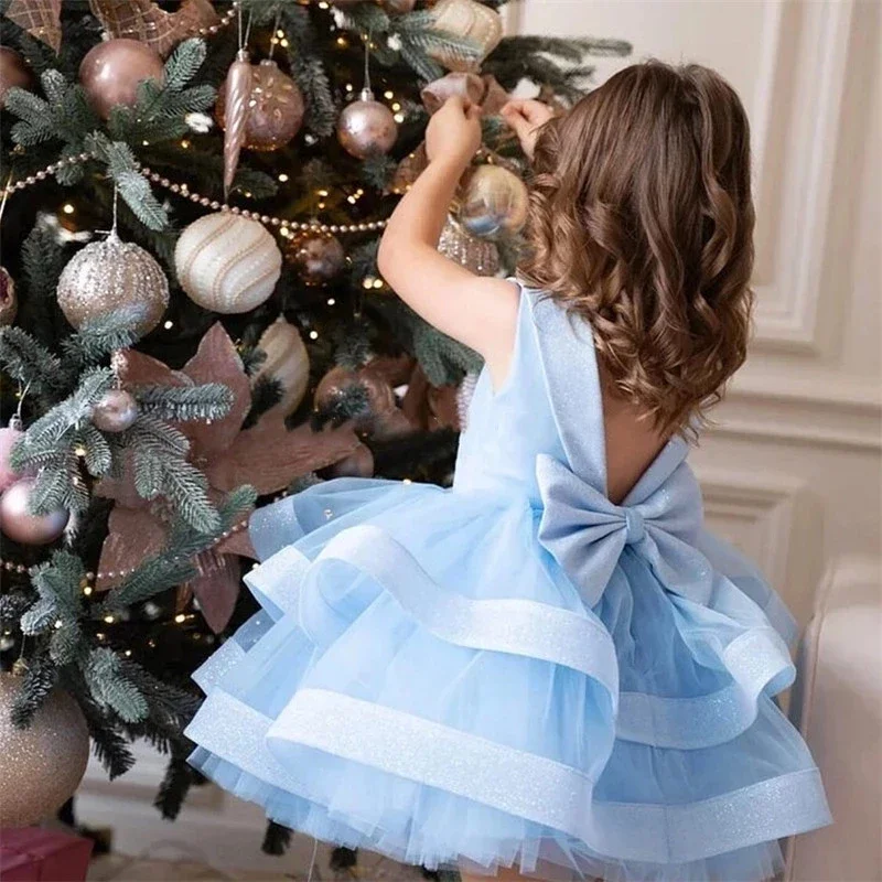 Vestidos de flores para niña, vestido de tul hinchado, bonito vestido de fiesta de boda, regalo de Navidad