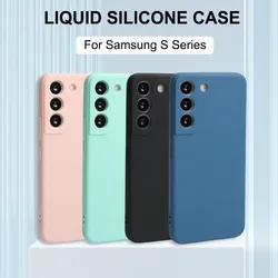 S 24 23 23 22 21 20 10 Liquid Silicon Phone Case For Samsung Galaxy S24 S23 Ultra S22 S21 S20 FE S10 Plus Soft Shockproof Cover