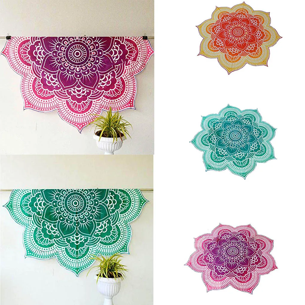 Flowers Roundie Beach Throw Tapestry Hippy Boho Gypsy Cotton Tablecloth Beach Towel Yoga Mat Cappa