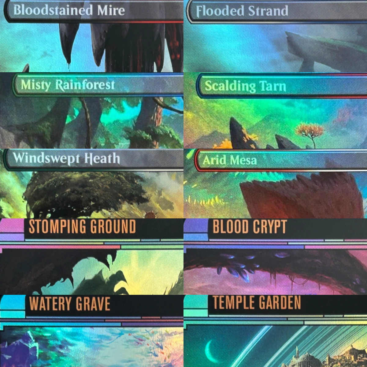 Foil Fetch Lands SPG HM3 Shock Lands TRK Arid Mesa Scalding Tarn Blood Crypt High-Quality TCG Proxy Cards (Black-Core)