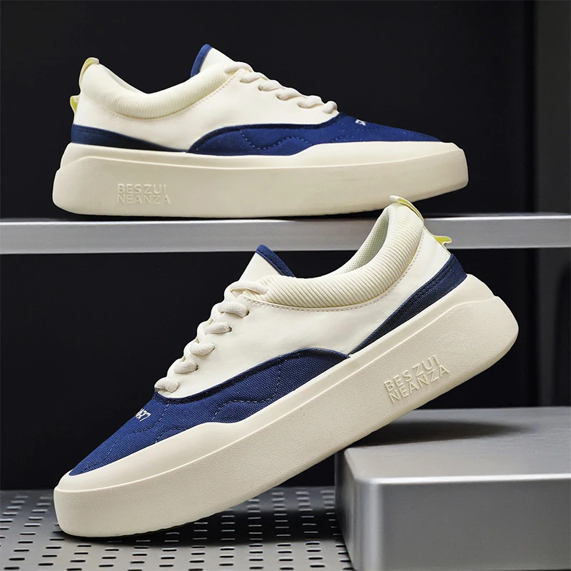 

Fashion Mens Sneakers Leisure Walk Casual Shoes Vulcanized Board Shoes for Men Lightweight Canvas Shoes Comfy Lace Up Footwear