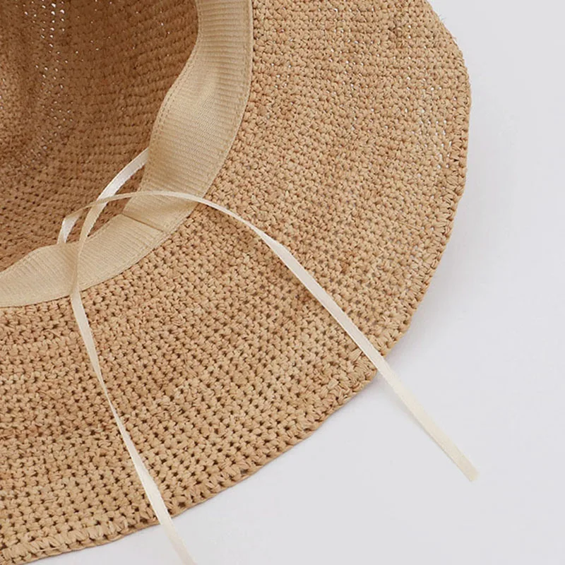 Natural Raffia Straw Hat For Women Width Brim Outing Beach Sunshade Panama Bucket Hat Summer Cowboy  Glacier Hat Luxury Sun Hat