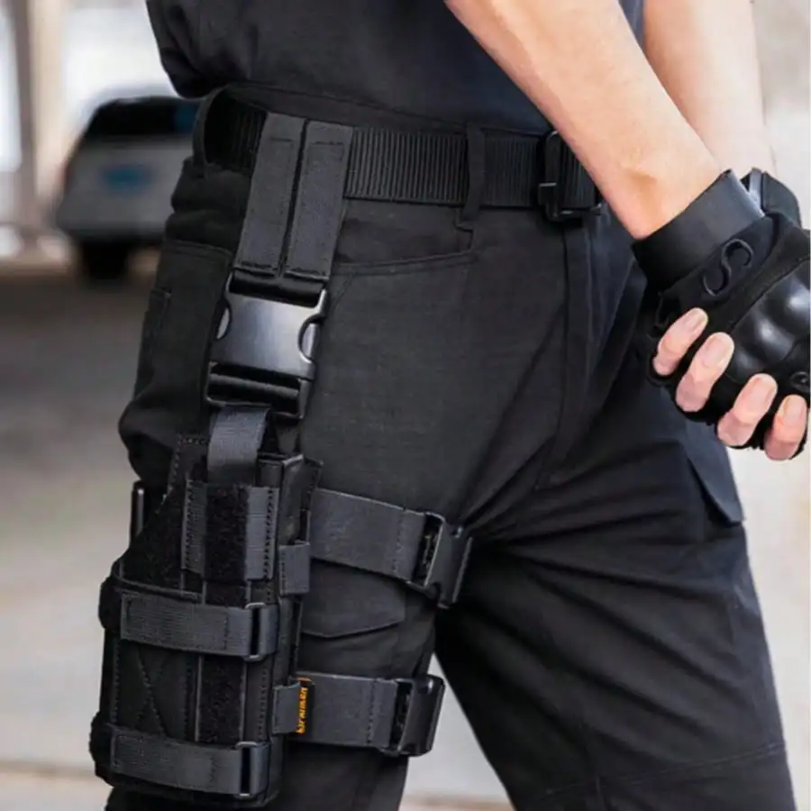 قطعة واحدة من حافظة الفخذ التكتيكية اليمنى - سحب سريع قابل للتعديل مع حقيبة المجلات، نايلون 600D لـ CS Field & Airsoft #1