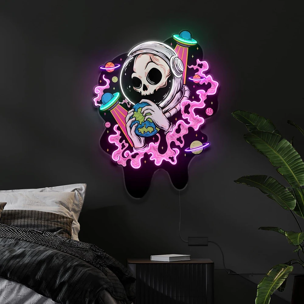 

Led Sign Skull Smoking Light Lamp Personalized Smoke Store Wall Hanging Decoration Neon Sign Bar Pub Decor Business Night Lights