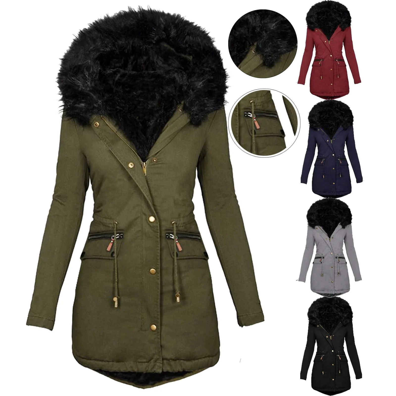 

Женское хлопковое дэт Thiened Fce на подкладке, осенне-зимнее повседневное пальто с капюшоном, большие размеры, трикотажная одежда, удобная верхняя одежда