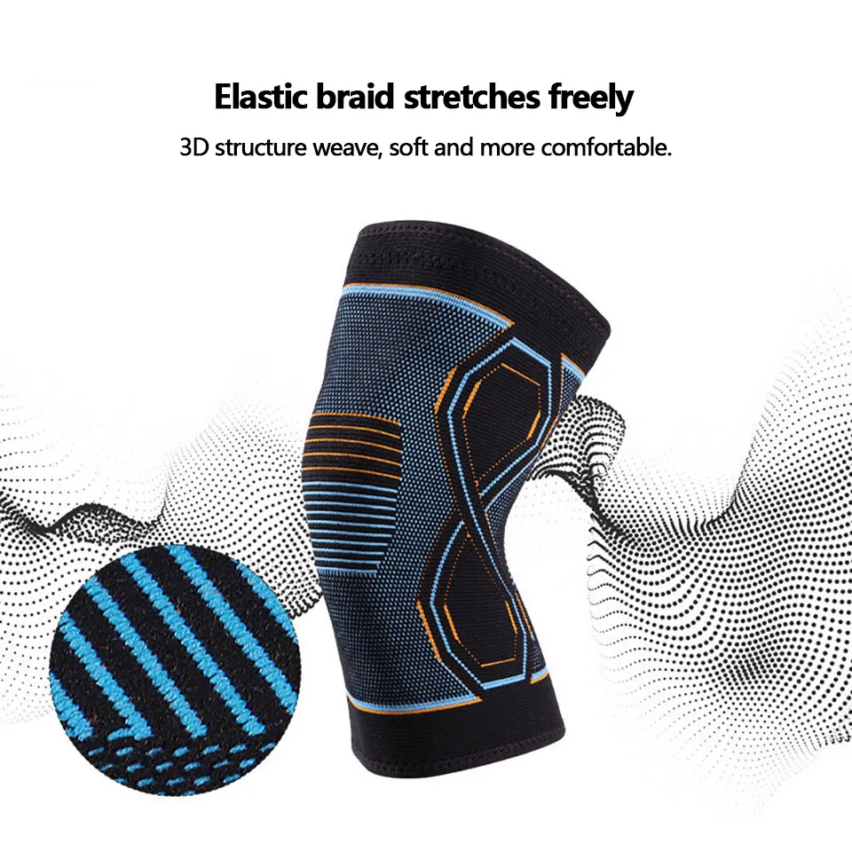 Knee Pads Four-Sided Knitted High Elasticity Double Silicone Anti-Slip Muscle Strain Protection Knee Strong Support Men Women
