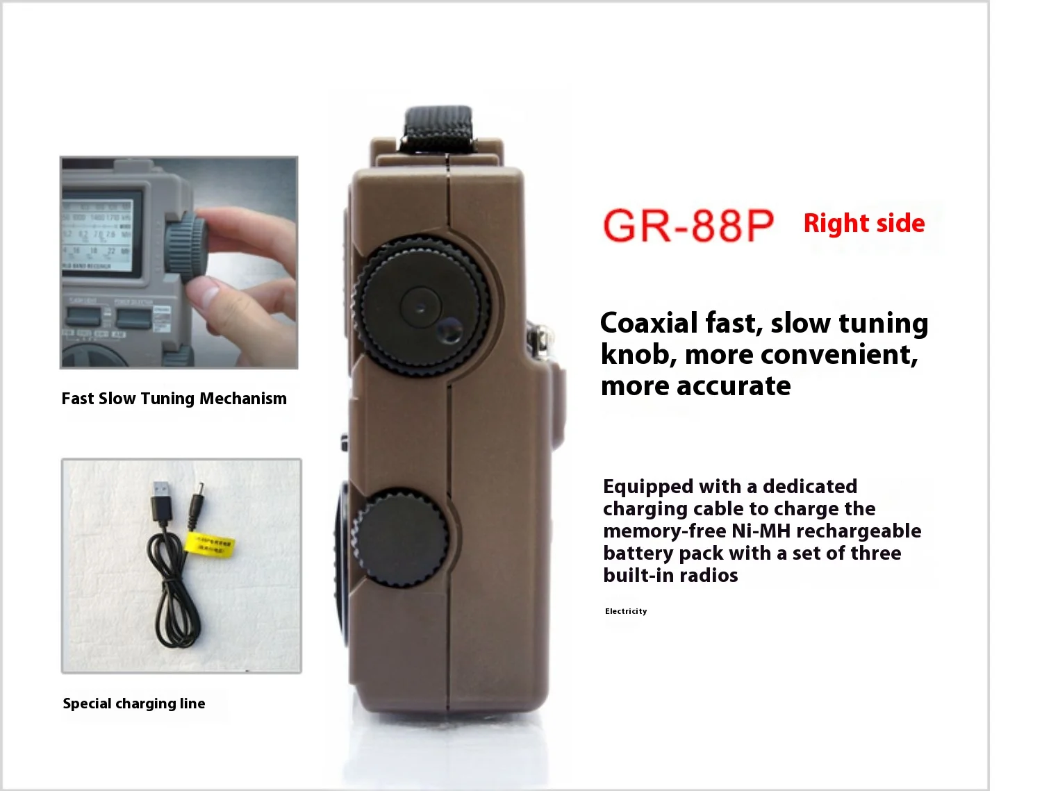 Tecsun Gr-88p Digital Radio Receiver Emergency Light Radio Dynamo Radio With Built-In Speaker Manual Hand Power Customize Gifts