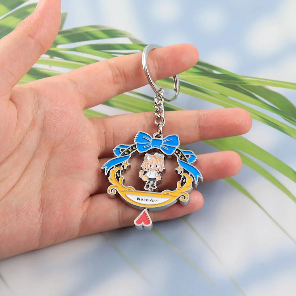 Anime Tsukihime Neco-Arc Drehbarer Schlüsselanhänger Doppelseitiger Drehender Katzenmädchen-Schlüsselring Kawaii Figur Metallanhänger Taschendekoration Fan-Geschenk – Detail 3