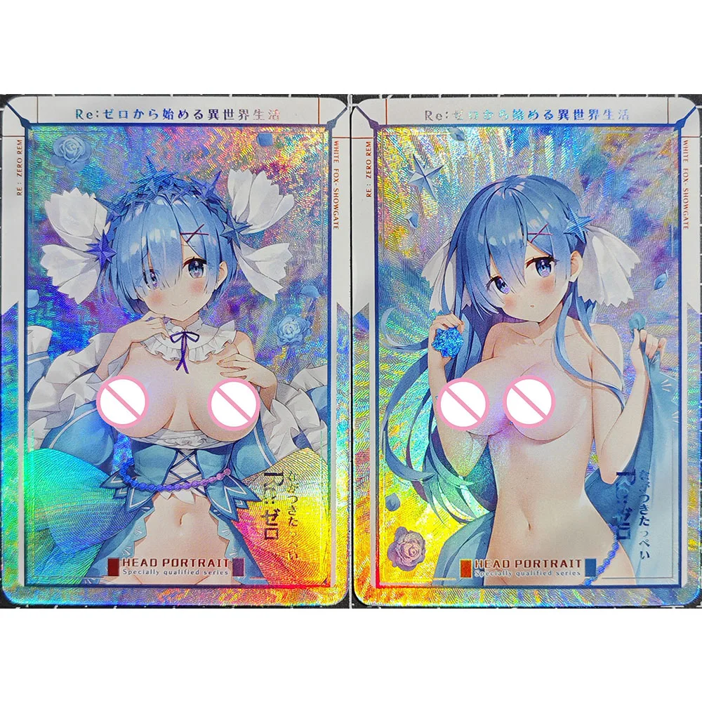 Anime Goddess Story DIY ACG Rem World Zero Collection Sexy Nude Flash Card Boy Game Toy Collectible Card Christmas Birthday Gift