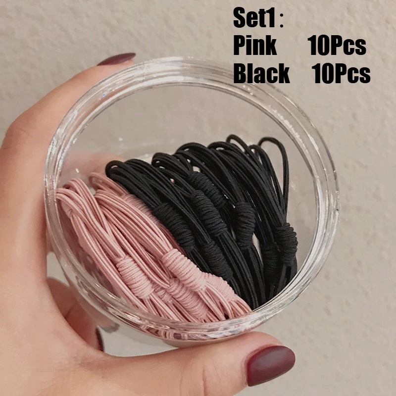 20Pcs Women Solid Color Big Rubber Band Elastic Hair Bands Girl Ponytail Holder Scrunchie Korean Kids Hair Accessories Ornaments