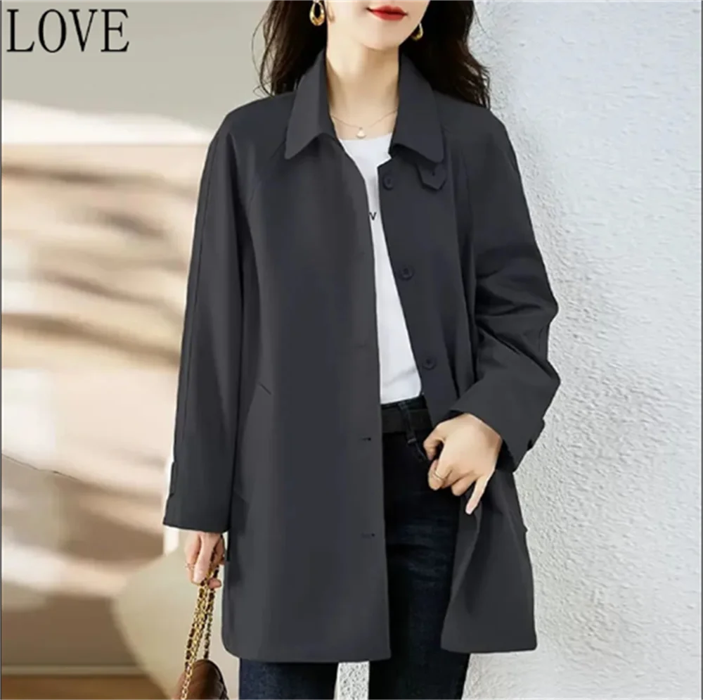 

"Lined" New in Coats Women coat High-end Single-breasted Windbreaker Coat Women's Long Spring and Autumn new Fashion Coat Tide