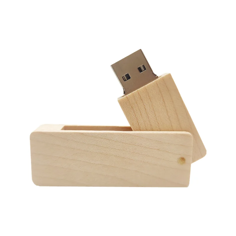 Free Custom Laser Engraving LOGO Maple Wooden Rotate USB2.0 Flash Drive 4GB 8GB 16GB 32GB 64GB 128GB