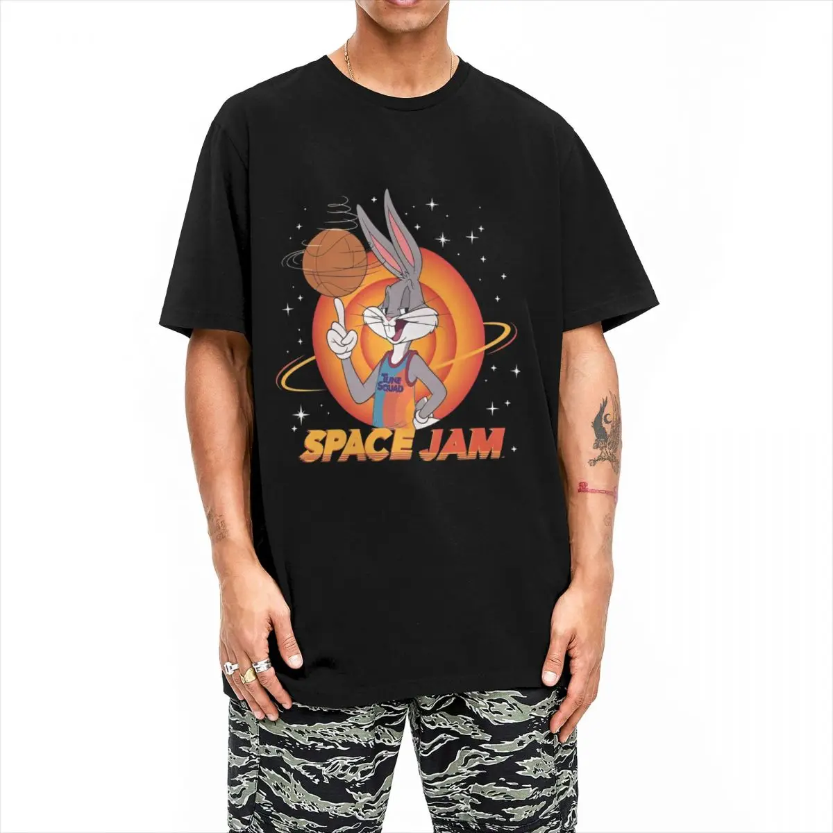 Funny Space Jam Spinning Ball Tshirts Men Crewneck Short Sleeve Clothing Cotton Summer Top Tee