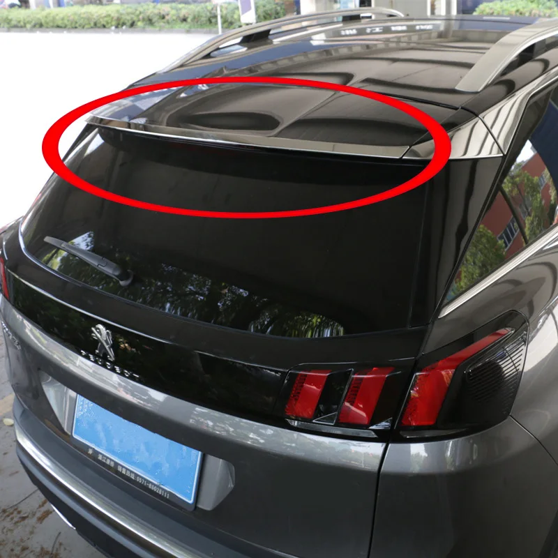 For Peugeot 3008 GT 2017-2022 Second Generation Car Rear Back Spoiler Lip Wing Add-on Sticker Trim Cover Glossy Stainless Steel