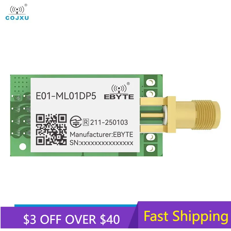 

SPI nRF24L01 PA LNA 2,4 ГГц Радиочастотный модуль E01-ML01DP5 2,5 км дальнего действия 20 дБм IoT Радиочастотный передатчик Приемник Щит для Arduino nRF24L01P