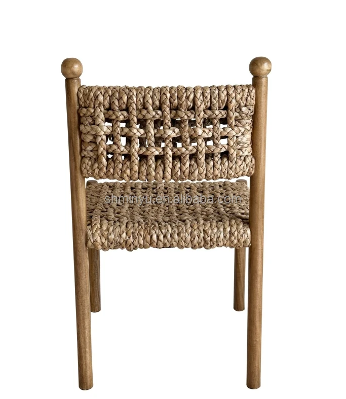 French Farmhouse Style Solid Wood Pablo Chair Hand-Woven Native Seagrass Seat Wabi-sabi Dining Room Furniture Comfortable