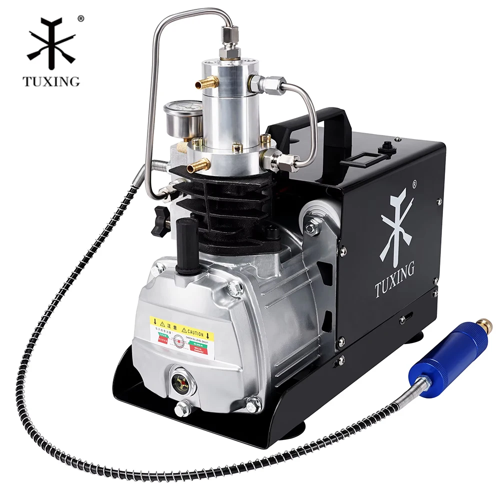 TUXING 4500Psi PCP Air Compressor 300Bar High Pressure pneumatic Compressor with Water Circulation System for Rifle Scuba Diving