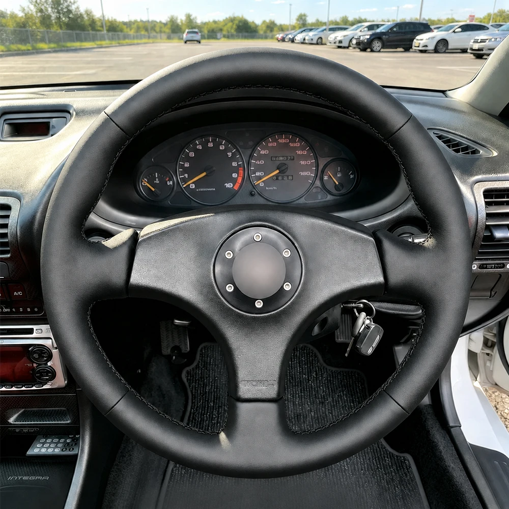 Custom Nappa Genuine Leather Steering Wheel Cover Wrap for Honda Integra Type R DC2 1996-1998 Hand Sewing