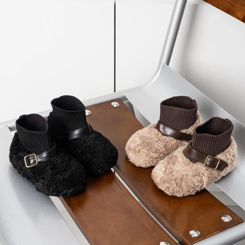 Kids Casual Boots Suede Warm Soft Sole Girls Princess Sock Boots Korean Style Versatile 2026 Brand New Children Fashion Boots