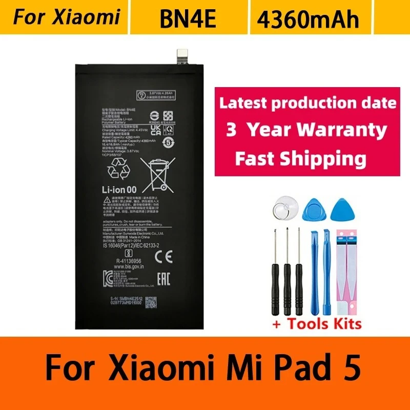 NEW 4360mAh BN4E Replacement Battery For Xiaomi Mi Pad 5 Pad5 Tablet Battery Batteries Bateria Batterij+Tools  Fast Shipping