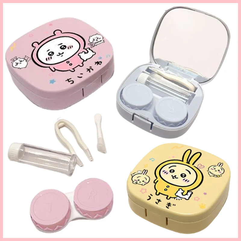 Chiikawa Contact Lenses Box Cartoon Portable Contact Lens Case with Mirror Fashion Travel Contact Lenses Container Accessories