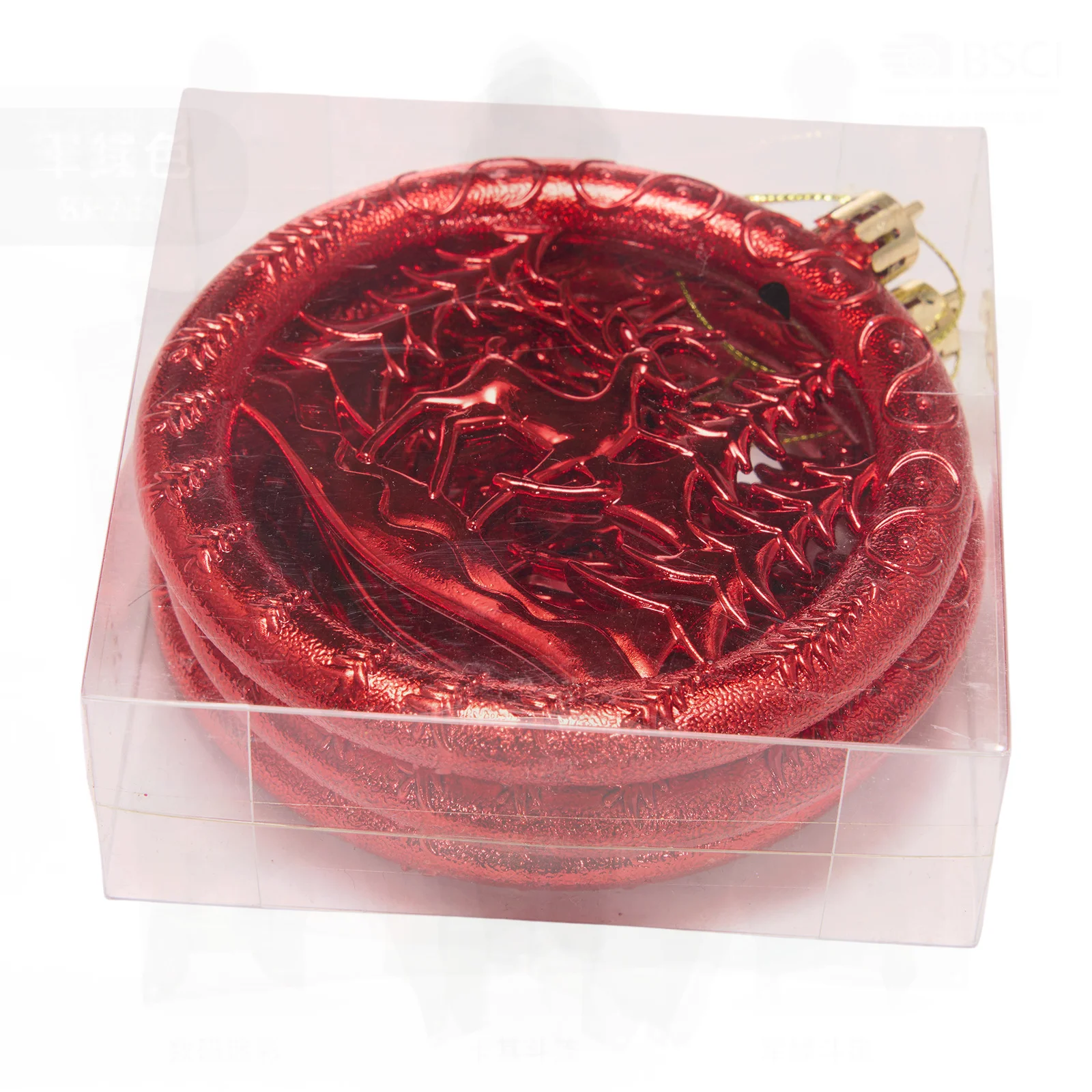 

2025 New 10cm Red Deer Tree Christmas Ball European Style Plastic Decoration Hanging Ball for Window 3-Pack Box