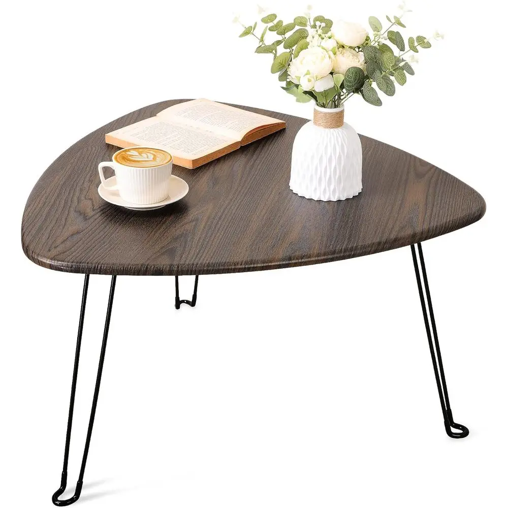 

Folding Coffee Table for Small Spaces: Industrial Style Wooden Center Table, Century Rustic Brown, Suitable for Floor Desk or Li