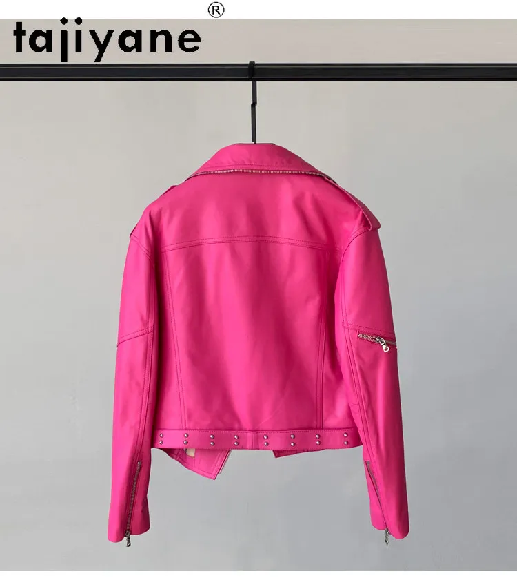 TAJIYANE 本革ジャケット女性 100% シープスキンショートジャケット 2025 新しいアウターウェア春女性服 дубленка