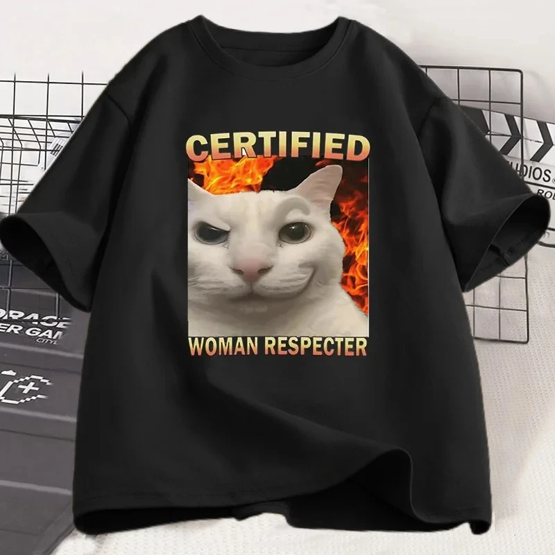 معتمد امرأة احترام مضحك القط ميمي تي شيرت النساء الرجال سخيفة القطط تي شيرت قبيح التي شيرت غبي نكتة مطبوعة التي شيرت للجنسين #1
