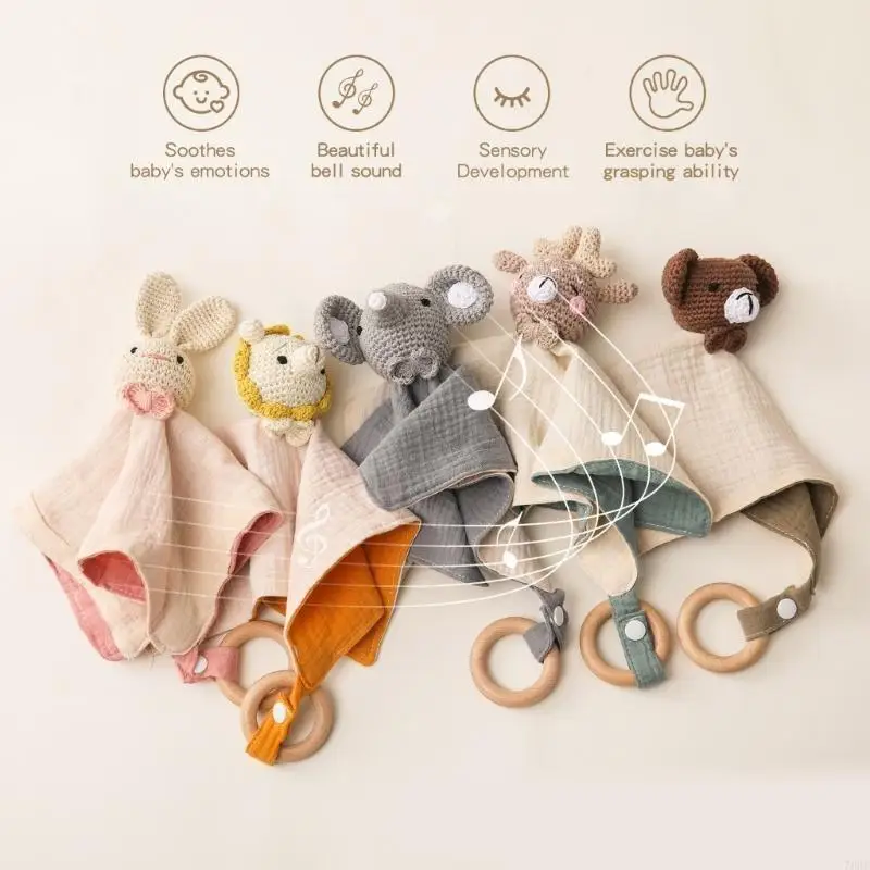 

76HF Baby Soothing Towel Lovely Burp Cloth Breathable Comforting Toy Helping Calm and Promote Sleep for Infants Toddler