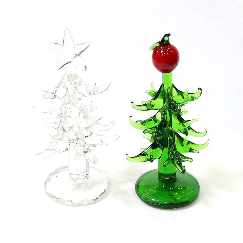 Albero di natale in vetro di Murano verde e trasparente statua ornamenti artigianali collezione di decorazioni per la tavola di casa creativa regali