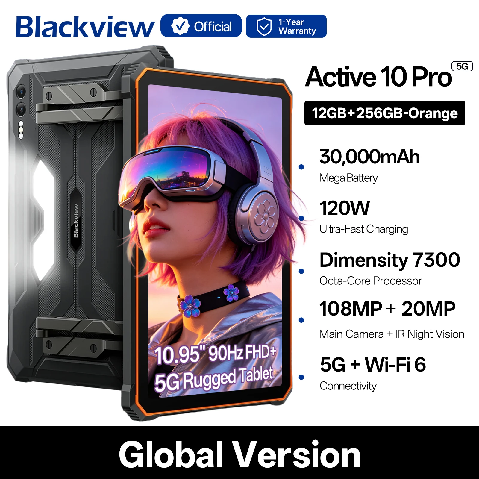 Blackview Active 10 Pro 5G Tablet 11 FHD+ 12GB 512GB