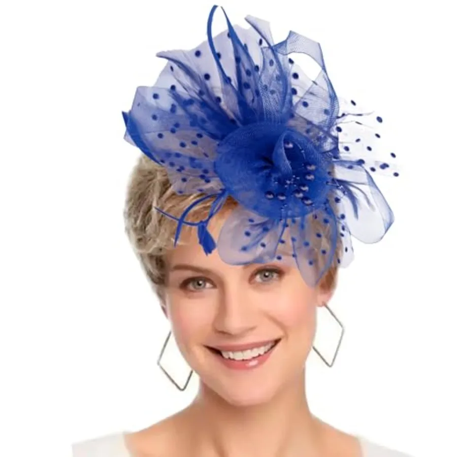 Fascinators Hat Women Tea Party Headband Flower Cocktail Mesh Feathers Hair Clip Kentucky Derby Hat Wedding