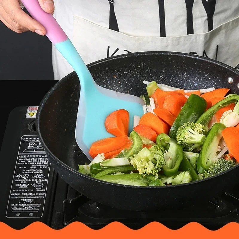 Silicone Spatula for Kitchen Utensils, Dual Color Transparent Handle, Non Stick, Heat-resistant Frying Spatula image 2