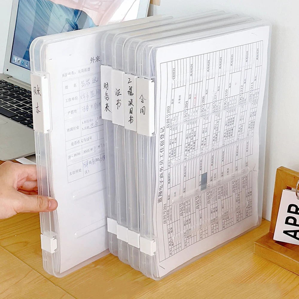 A4 File Storage Box Transparent Double Card Buckle Plastic Organizer Waterproof Dustproof For Graduation Certificates Documents