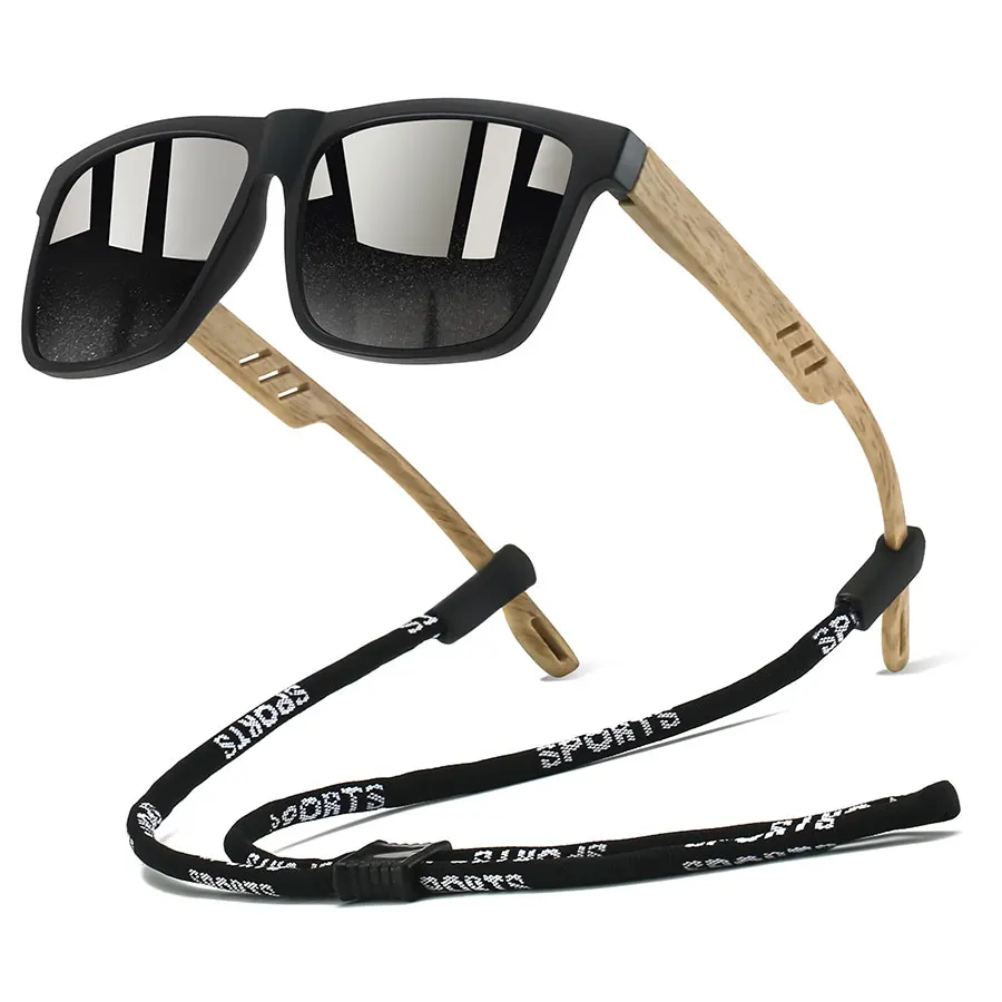 نظارات شمسية كلاسيكية مربعة UV400 مع سلسلة خفيفة الوزن ملونة للرجال والنساء للقيادة والصيد في الهواء الطلق #4