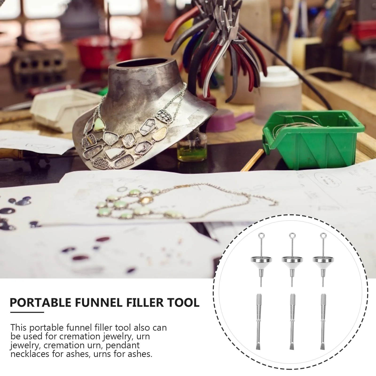 

Multi function Mini Screwdriver Stainless Steel Pet Urn Pendant Tool Compact Portable Filler Kit for Cremation Jewelry Ashes
